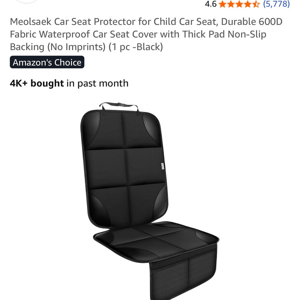 Black Car Seat Protector for Child Car Seat